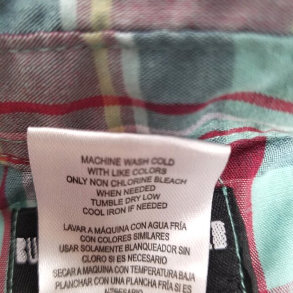 Buttons and Thread Boys Plaid Button Up Shirt Size 18M Red Green Cotton Preppy - Picture 5 of 8